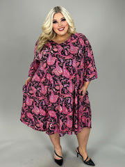 100 PQ {Uptown Views} Black Magenta Paisley Dress EXTENDED PLUS SIZE 2X 3X 4X  TRUE TO SIZE!!