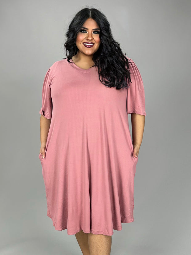 31 SSS {Have To Try} Baby Pink V-Neck Dress w/Pockets EXTENDED PLUS SIZE 3X 4X 5X