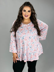 67 PQ {Small Victories} Pink Floral V-Neck Tunic EXTENDED PLUS SIZE 3X 4X 5X