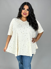 65 PSS {Counting Stars} Peach Metallic Star Print Top EXTENDED PLUS SIZE 3X 4X 5X