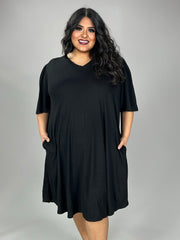 26 SSS {Have To Try} Black V-Neck Dress w/Pockets EXTENDED PLUS SIZE 3X 4X 5X