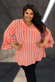 53 PQ {Secret Message} Red Coral Print V-Neck Top EXTENDED PLUS SIZE 4X 5X 6X