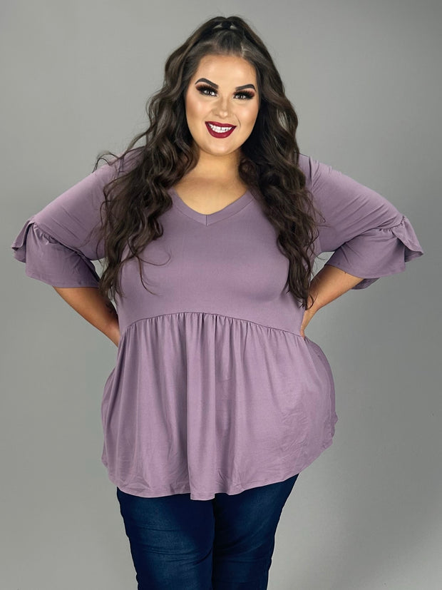 29 SQ {Capture Simplicity} Lilac Babydoll V-Neck Top EXTENDED PLUS SIZE 3X 4X 5X