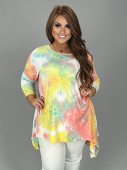 24 PSS-B {Ice Cream Dreams} Multi-Color Tie Dye Top PLUS SIZE XL 2X 3X