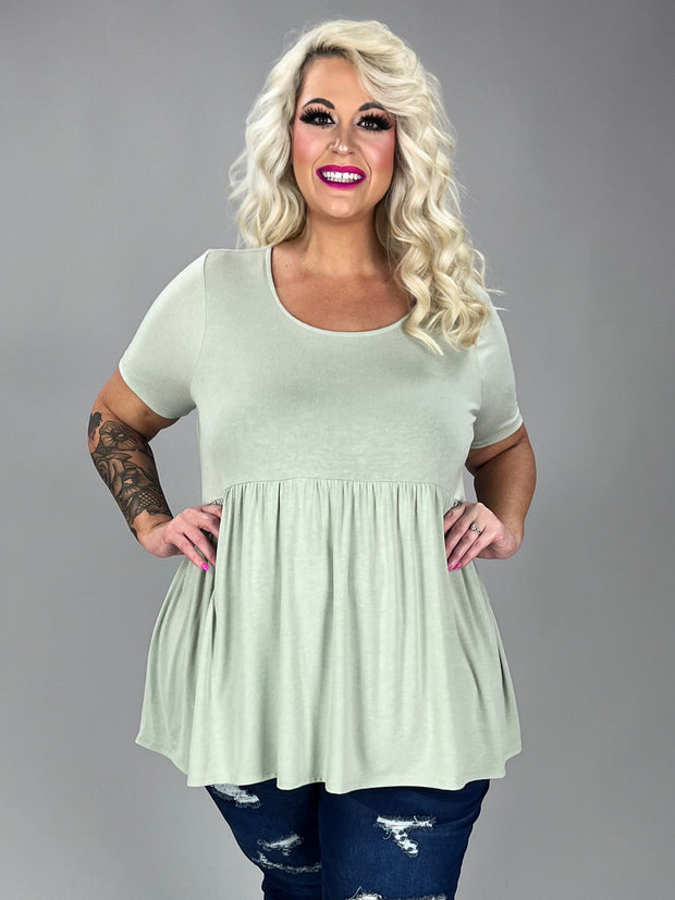 43 SSS {Feeling The Love} Light Sage Babydoll Top PLUS SIZE 1X 2X 3X