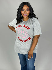 32 GT-C (You Are Enough) Gray Smiley Face Graphic Tee PLUS SIZE 1X 2X 3X