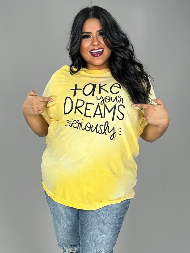 95 GT {Take Your Dreams} Bleached Yellow Graphic Tee PLUS SIZE 3X