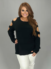 26 OS-Z {Made To Order} Black Open Shoulder Top PLUS SIZE 1X 2X 3X