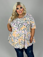62 PSS {Take My Picture} Orange/Purple Leopard Tunic EXTENDED PLUS SIZE 4X 5X 6X