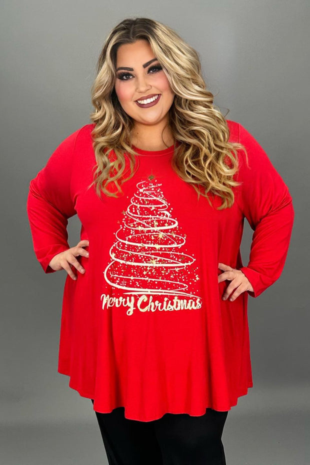 26 GT {Merry Christmas Tree} Red Graphic Tee CURVY BRAND!!! EXTENDED PLUS SIZE 4X 5X 6X