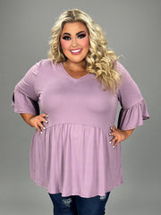 76 SQ {Capture Simplicity} Lilac V-Neck Babydoll Top EXTENDED PLUS SIZE 3X 4X 5X