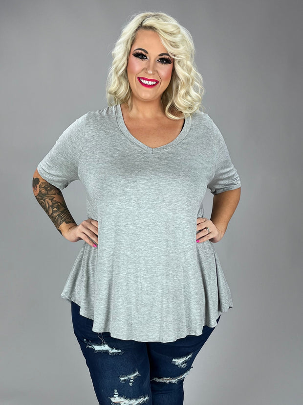 74 SSS {The Time Is Now} Heather Grey V-Neck Top PLUS SIZE 1X 2X 3X