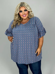 23 PSS {Pretty As A Picture} Blue Floral V-Neck Tunic EXTENDED PLUS SIZE 4X 5X 6X