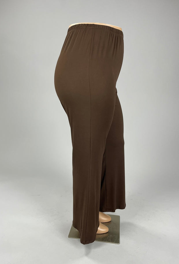 BT-X {Graceful Appearance} Brown Wide Leg Pants  CURVY BRAND!!! EXTENDED PLUS SIZE XL 2X 3X 4X 5X 6X (May Size Down 1 Size}