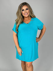 95 SSS-E {One Glance Says It All} Ice Blue V-Neck Tunic PLUS SIZE 1X 2X 3X