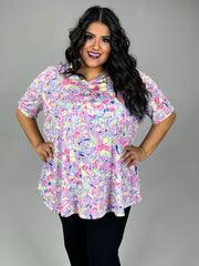 32 PSS {New Love Interest} Lavender Floral V-Neck Top EXTENDED PLUS SIZE 3X 4X 5X