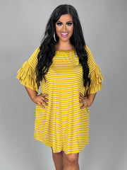PQ-N {By Design} "UMGEE" Striped Dress with Ruffle Sleeves