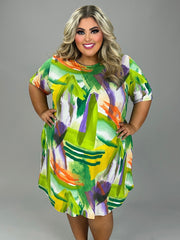 26 PSS {Flash Of Style} Green Brush Stroke Print Dress EXTENDED PLUS SIZE 4X 5X 6X