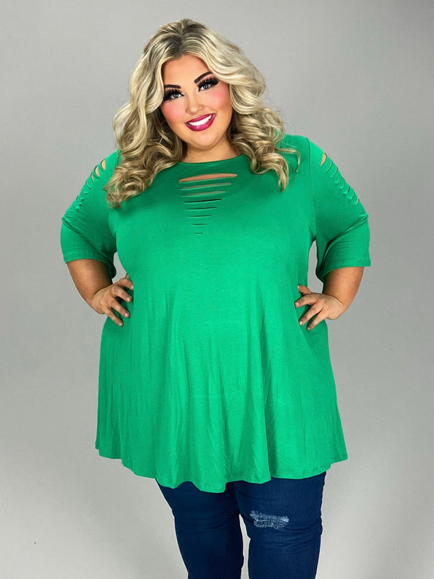 66 SSS {A Cut Above} Green Laser Cut Tunic CURVY BRAND!!!  EXTENDED PLUS SIZE 4X 5X 6X (May Size Down 1 Size)