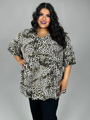 36 PSS-J {Embrace The Wild} Brown Leopard Babydoll Top EXTENDED PLUS SIZE 3X 4X 5X