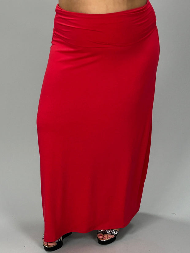 BT-G {Cheer You On} Ruby Red Maxi Skirt  PLUS SIZE 1X 2X 3X