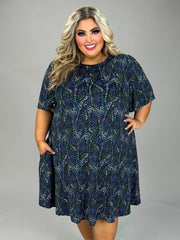 11 PSS {Going With The Flow} Black/Multi-Color Print Dress EXTENDED PLUS SIZE 3X 4X 5X