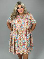 43 PSS-H {Only For Me} Red Tie Dye Tiered Dress EXTENDED PLUS SIZE 3X 4X 5X