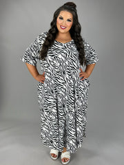 LD-M {Test The Water} Black/Ivory Zebra Print Maxi Dress EXTENDED PLUS SIZE 3X 4X 5X