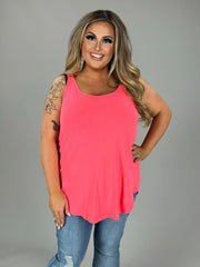 64 SV-A {Simply Delightful} Coral Pink Sleeveless Tank PLUS SIZE 1X 2X 3X