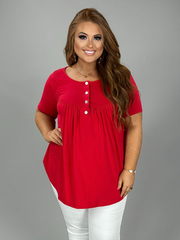 11 SSS-C {Right On Time} Ruby Red Short Sleeve Top PLUS SIZE 1X 2X 3X