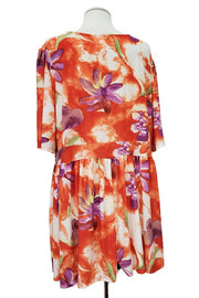 100 PSS {Steady & True} Orange Floral Babydoll Top EXTENDED PLUS SIZE 3X 4X 5X