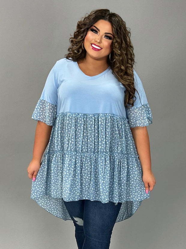 30 CP-B {All Dolled Up} Blue Ditsy Floral Chiffon Tunic PLUS SIZE 1X 2 –  Curvy Boutique Plus Size Clothing