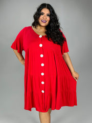 35 SD-A {For The Fashionistas} Red Tiered  V-Neck Dress CURVY BRAND!!!  EXTENDED PLUS SIZE 1X 2X 3X 4X 5X 6X