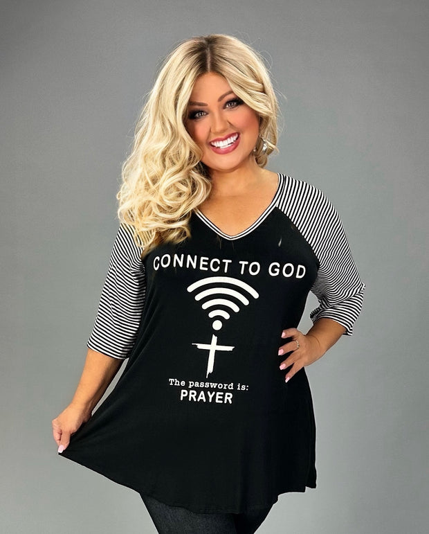 28 GT {Connect To God} Black Graphic Tee w/Black Stripe CURVY BRAND!!!  EXTENDED PLUS SIZE XL 2X 3X 4X 5X 6X {May Size Down 1 Size}