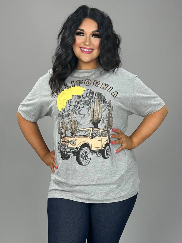 28 GT {California Jeep} Grey Graphic Tee PLUS SIZE 1X