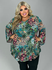 26 PQ {Adding Elegance} Teal Mixed Print Tunic EXTENDED PLUS SIZE 3X 4X 5X