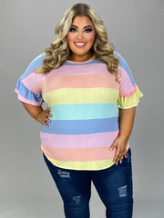 31 PSS {Positively Delightful} Blue Pastel Stripe Top EXTENDED PLUS SIZE 4X 5X 6X