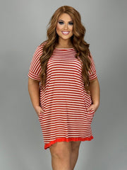 100 PSS {Totally Sweet} UMGEE Red Striped Hi-Low Dress PLUS SIZE XL 1X 2X