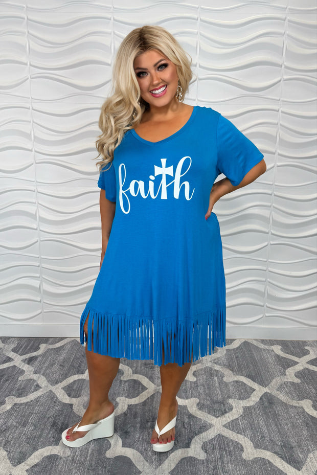 49 GT-D {Matthew 17:20} Turquoise "Faith" Fringed Tunic  PLUS SIZE XL 2X 3X 4X 5X 6X