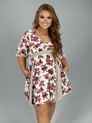 33 PQ-C {The Style Lives On} Umgee Cream Floral Dress PLUS SIZE XL 1X 2X