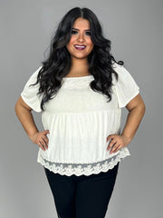 28 SSS {Sweet Perfection} Off White Babydoll Top w/Lace PLUS SIZE 1X 2X 3X