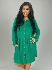 22 SLS-O  {This Is Why} Green Button Detail  Tunic PLUS SIZE XL 2X 3X