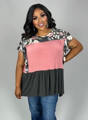 44 CP-C {Closer To Home} Multi-Color Tiered Top PLUS SIZE XL 2X 3X