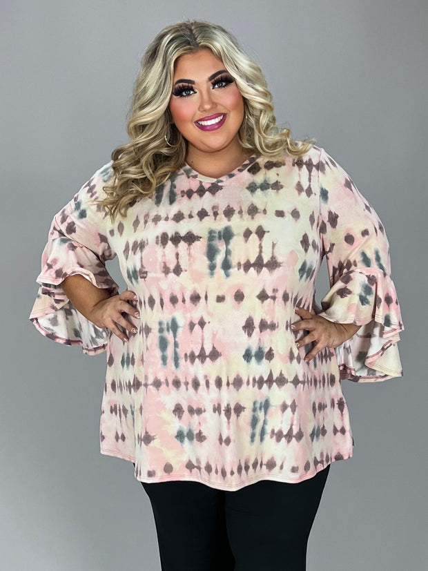 25 PQ {My Heart Beats For You} Pink Tie Dye V-Neck Top EXTENDED PLUS SIZE 4X 5X 6X