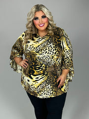 53 PQ {Other Side Of Wild} Yellow Animal Print Angel Wing Top EXTENDED PLUS SIZE 4X 5X 6X