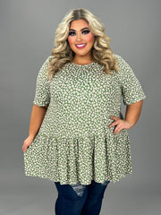 25 PSS {Daisies By The Dozens} Sage Daisy Print Ruffle Hem Top EXTENDED PLUS SIZE 3X 4X 5X