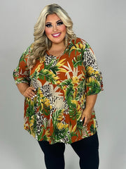 75 PSS {Gate To My Heart} Green Leaf Animal Print Tunic EXTENDED PLUS SIZE 3X 4X 5X