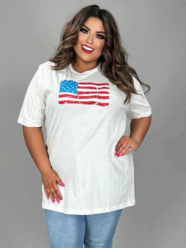 15 GT-H {The Flag Still Waves} White Flag Graphic Tee PLUS SIZE 2X 3X