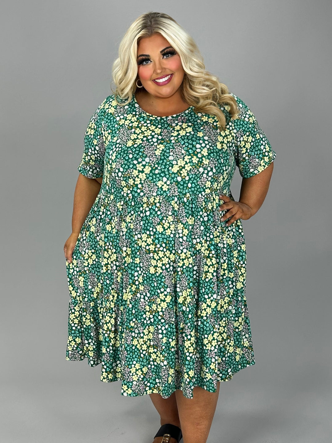 green emerald velvet dress 35 PSS {Clear Road To Flowers} Green Floral Tiered Dress CURVY BRAND!! –  Curvy Boutique Plus Size Clothing