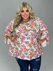 29 PQ {Certified Hot Girl} Fuchsia/Orange Floral V-Neck Top EXTENDED PLUS SIZE 4X 5X 6X
